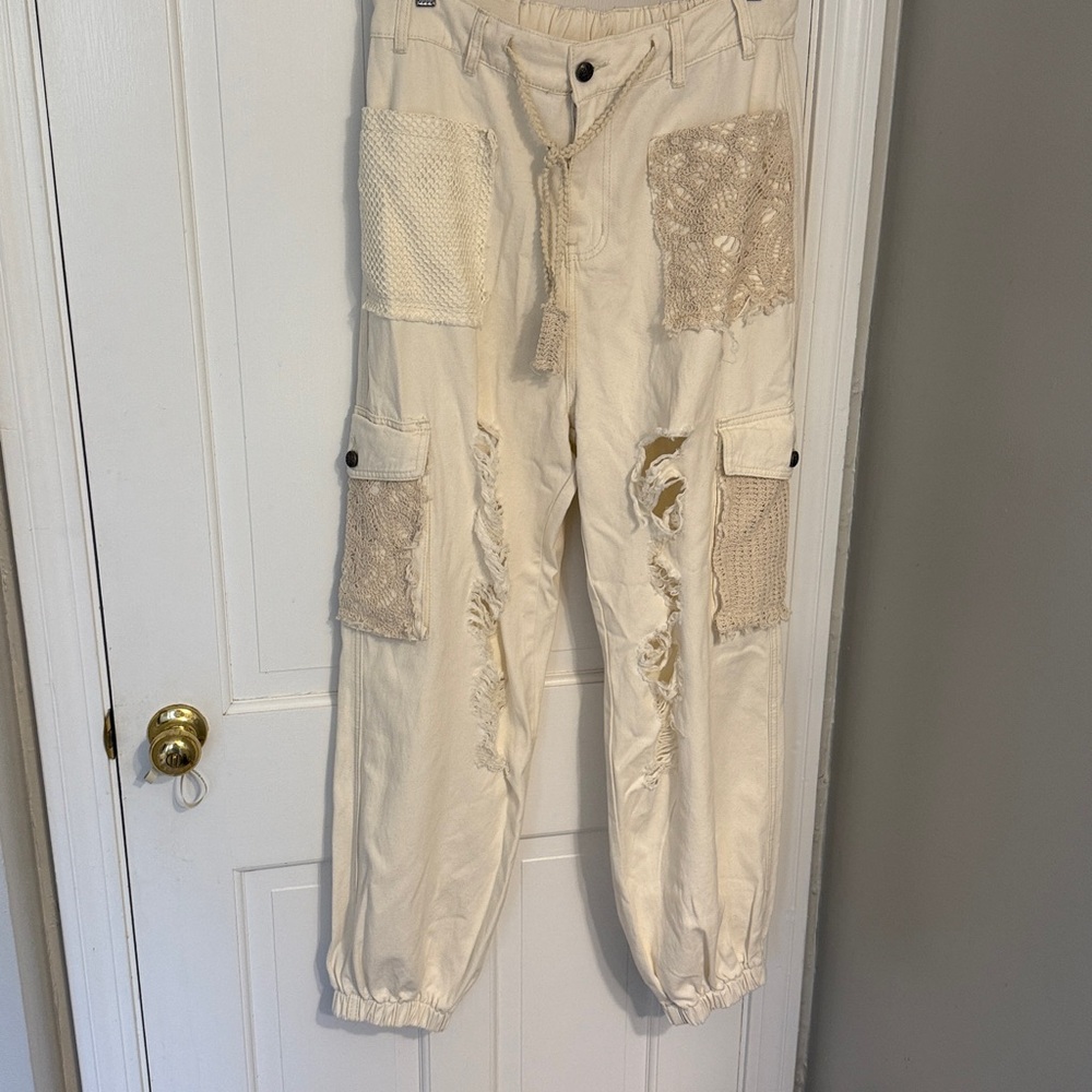 POL Cream Cargo Pants